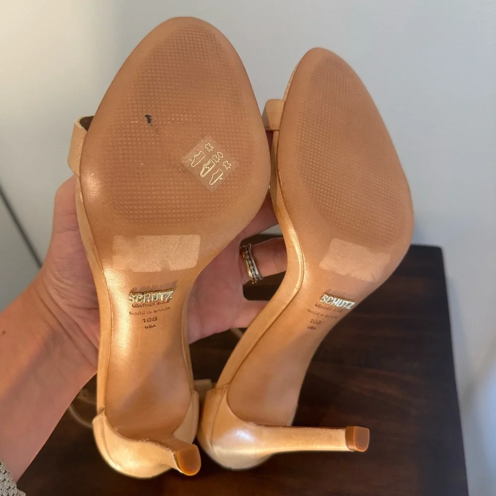 Schutz Cadey-Lee Tan Leather Ankle-Strap Sandals - Picture 12 of 13